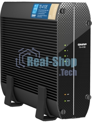 Сетевое хранилище SMB QNAP TS-410E-8G NAS fanless 4 2.5 SSD trays. Intel Celeron J6412 4-core 2.0-2.6 GHz, 8 Gb RAM (max), 2x2.5 GbE, 4xUSB 3.2 Gen 2 (10Gbps),1xHDMI