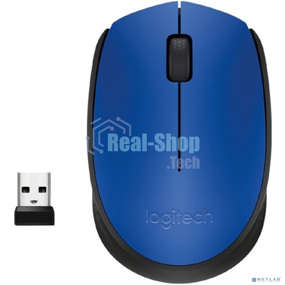 Мышь беспроводная Logitech M171 синий, 1000 dpi, радиоканал, USB, кнопки - 3