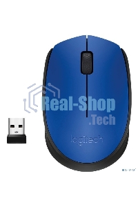 Мышь беспроводная Logitech M171 синий, 1000 dpi, радиоканал, USB, кнопки - 3
