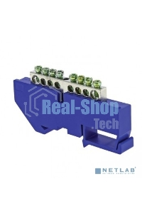 Шина нулевая N 6х9 8 отвер. никель син. изолятор на DIN-рейку PROxima EKF sn1-63-08-d