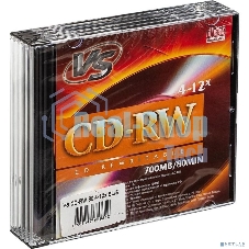 Диск CD-RW VS 700 Mb, 12x, Slim Case (5), (5/200).
