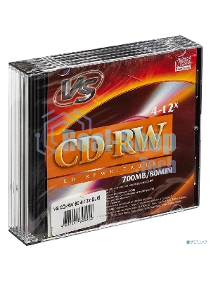 Диск CD-RW VS 700 Mb, 12x, Slim Case (5), (5/200).