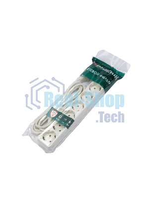 Сетевой фильтр Гарнизон ECL-6-W-3, 6 р, 10А, 3 м, ур.защиты 4, белый, пакет
