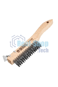 Щетка зачистная Denzel 4-х рядная, проволока из нержавеющей стали с деревянной ручкой скребок, EFP