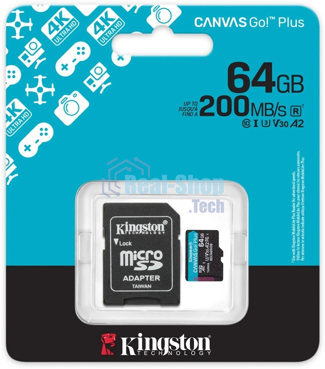 Флеш карта microSDXC 64Gb Kingston SDCG4/64Gb Canvas Go! Plus + adapter