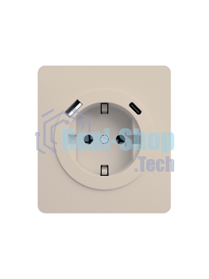 Розетка KRANZ ROUND 1-ая с/з с/у з/ш 16А с USB A+C быстрой зарядки 5В/3А шелк