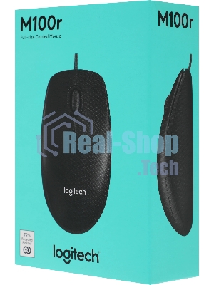 Мышь проводная Logitech M100/100R DARK/GREY (темно-серая/черная), 1000 dpi, USB, кнопки - 3