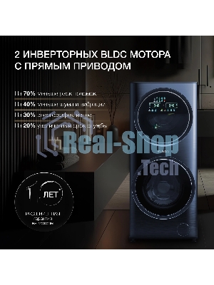 Стирально-сушильная машина Hyundai WMD9425 темно-синий, загр. фронтальная макс.: 15 кг 1400 об/мин класс: А+++