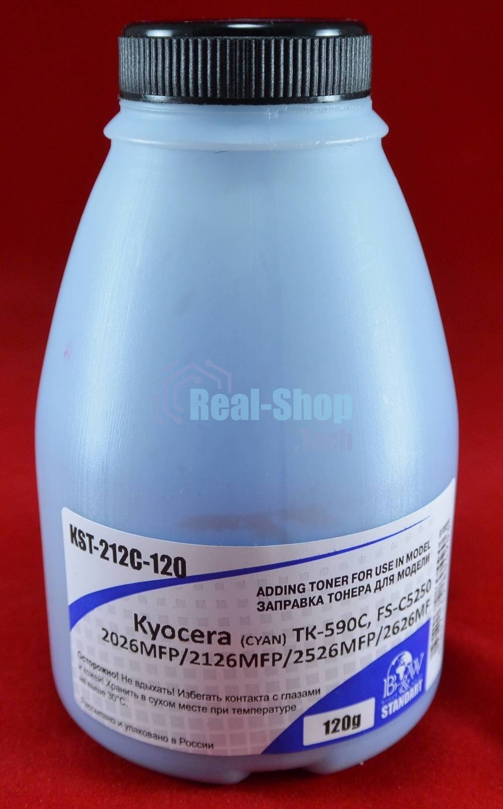 Тонер Kyocera TK-590C, FS-C5250/2026MFP/2126MFP/2526MFP/2626MF Cyan (фл. 120г) 5K B&W Standart (Tomoegawa) фас России
