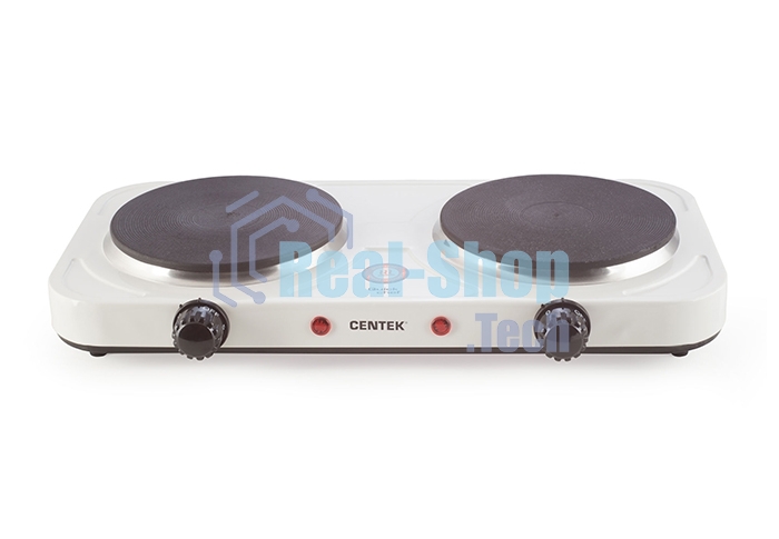 Плита настольная электрическая Centek CT-1507 белый, конфорок 2 электрических, 42 см x 5 см x 22 см