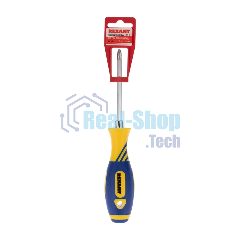 Отвертка комбинированная Rexant, двухсторонний стержень 120 мм (Крестовая PH 2, Шлицевая SL 6 мм), двухкомпонентная рукоятка