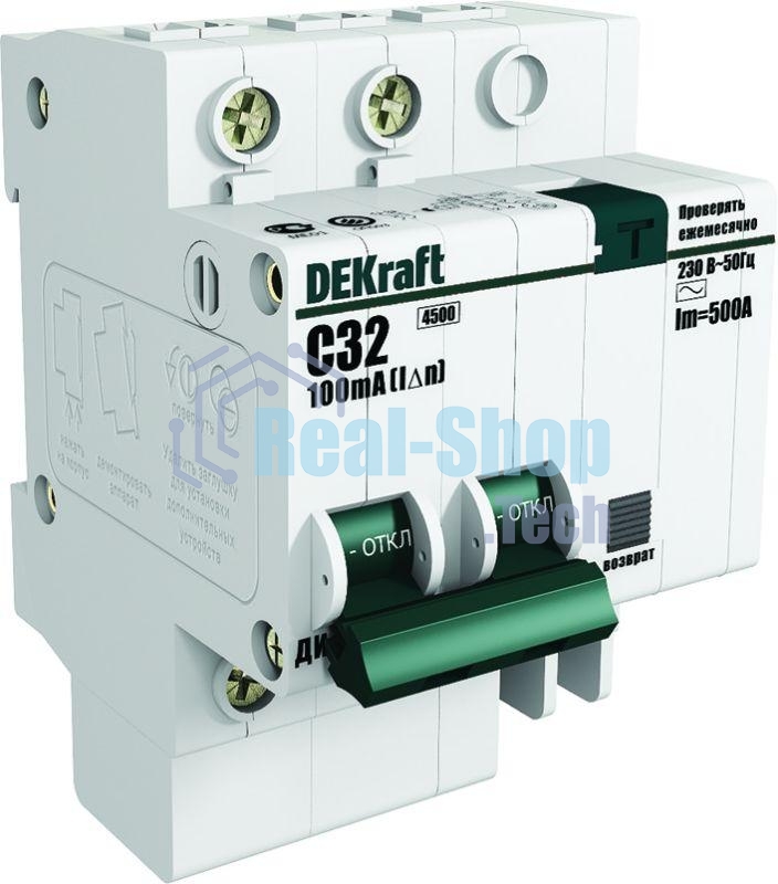 Выключатель автоматический дифференциального тока DEKraft 2п C 25А 30мА тип AC 4.5кА ДИФ-101 4.5мод. DeKraft 15005DEK