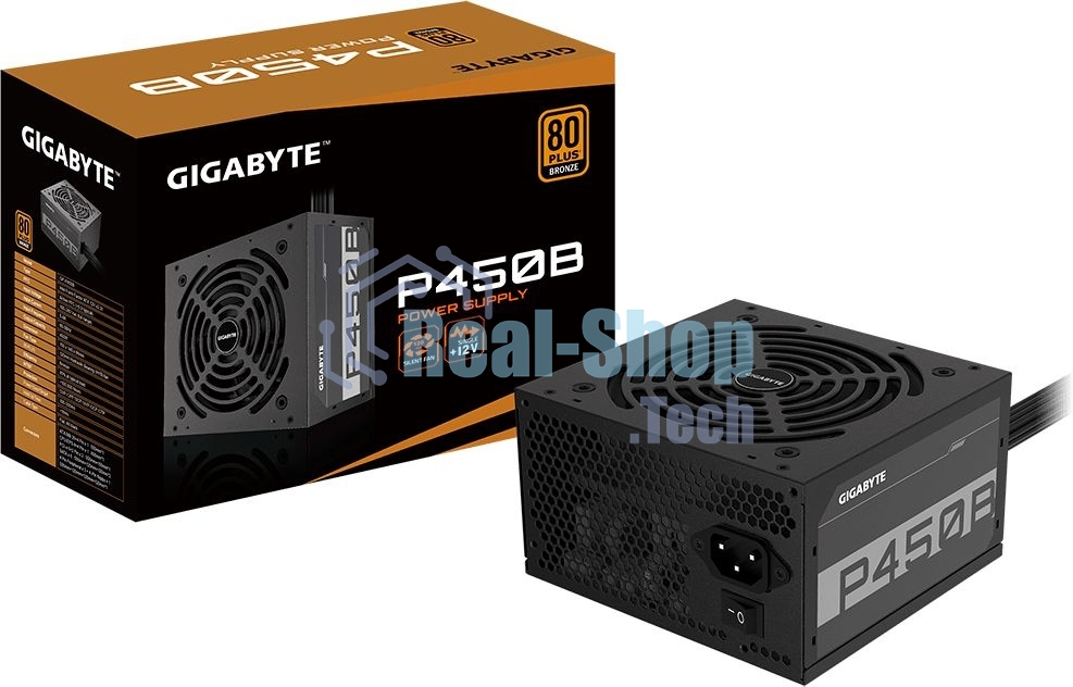 Блок питания Gigabyte GP-P450B, 450Вт, 80 PLUS Bronze, APFC 120мм, черный