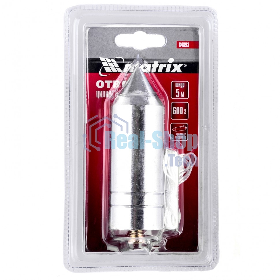 Отвес Matrix цилиндрический, 600 г, шнур 5 м