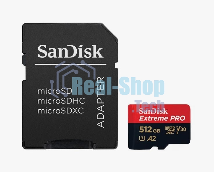 Флеш карта microSD 512Gb SanDisk microSDXC Class 10 UHS-I A2 C10 V30 U3 Extreme Pro (SD адаптер) 200Mb/s