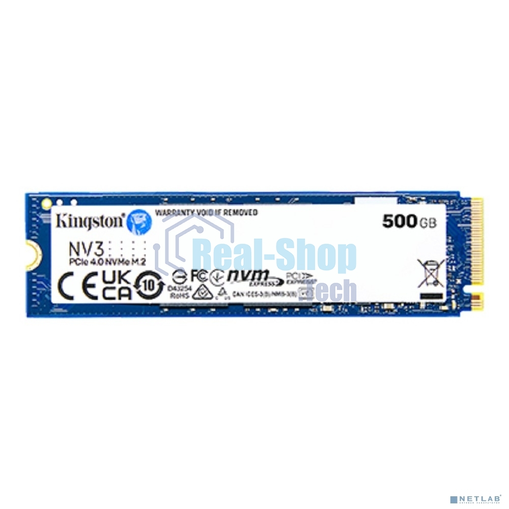 Накопитель SSD Kingston NV3, 500Gb, M.2 2280, PCIe 4.0 x4, NVMe, R/W 5000/3000
