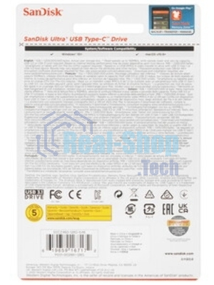Флешка USB Sandisk CZ460 Ultra (SDCZ460-128G-G46), 128Gb, USB Type-C, R/W 150/30, черный