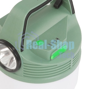 Фонарь аккумуляторный кемпинговый походный 16Вт SMD LED+3Вт LED Li-ion 18650 2400мА.ч Power-bank корпус ABS-пластик индикатор уровня заряда USB-шнур складной крючок для подвешивания матов. рассеив. КОСМОС KOC616Lit