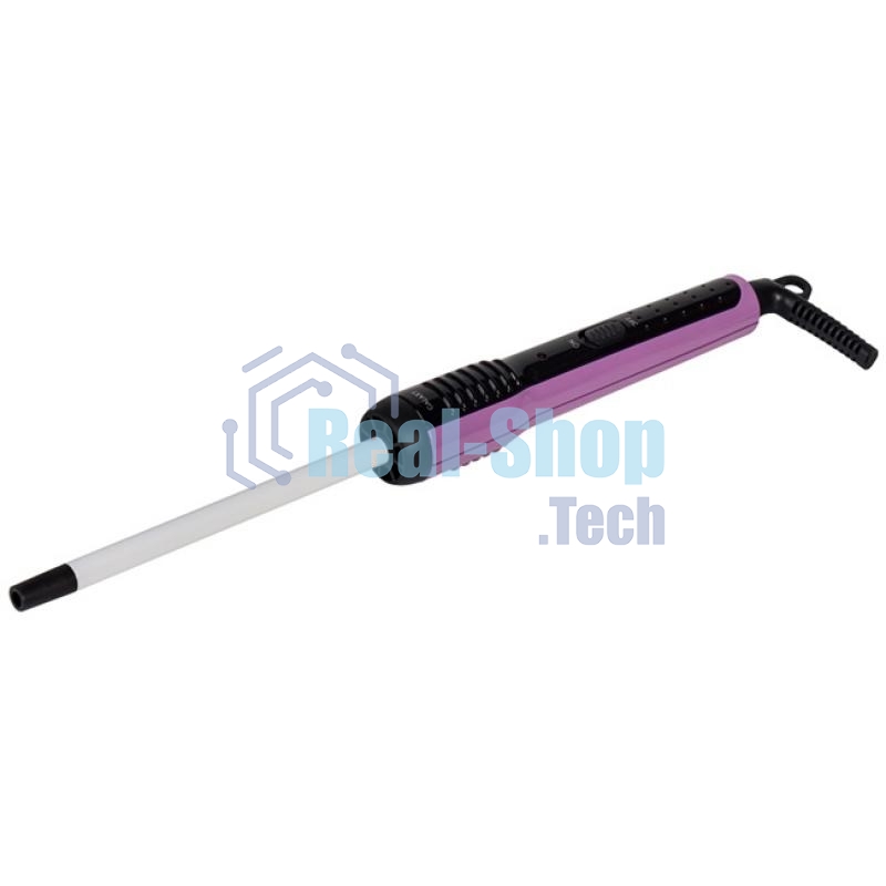 Плойка Galaxy Line GL 4625, фиолетовый, 30 Вт, макс темп. 200ºС, диаметр нагревательного элемента 10 мм, керам. покрытие рабочей поверхности, термоизолированный наконечник, петля для подвешивания, индикатор работы, вращающийся на 360° шнур питания