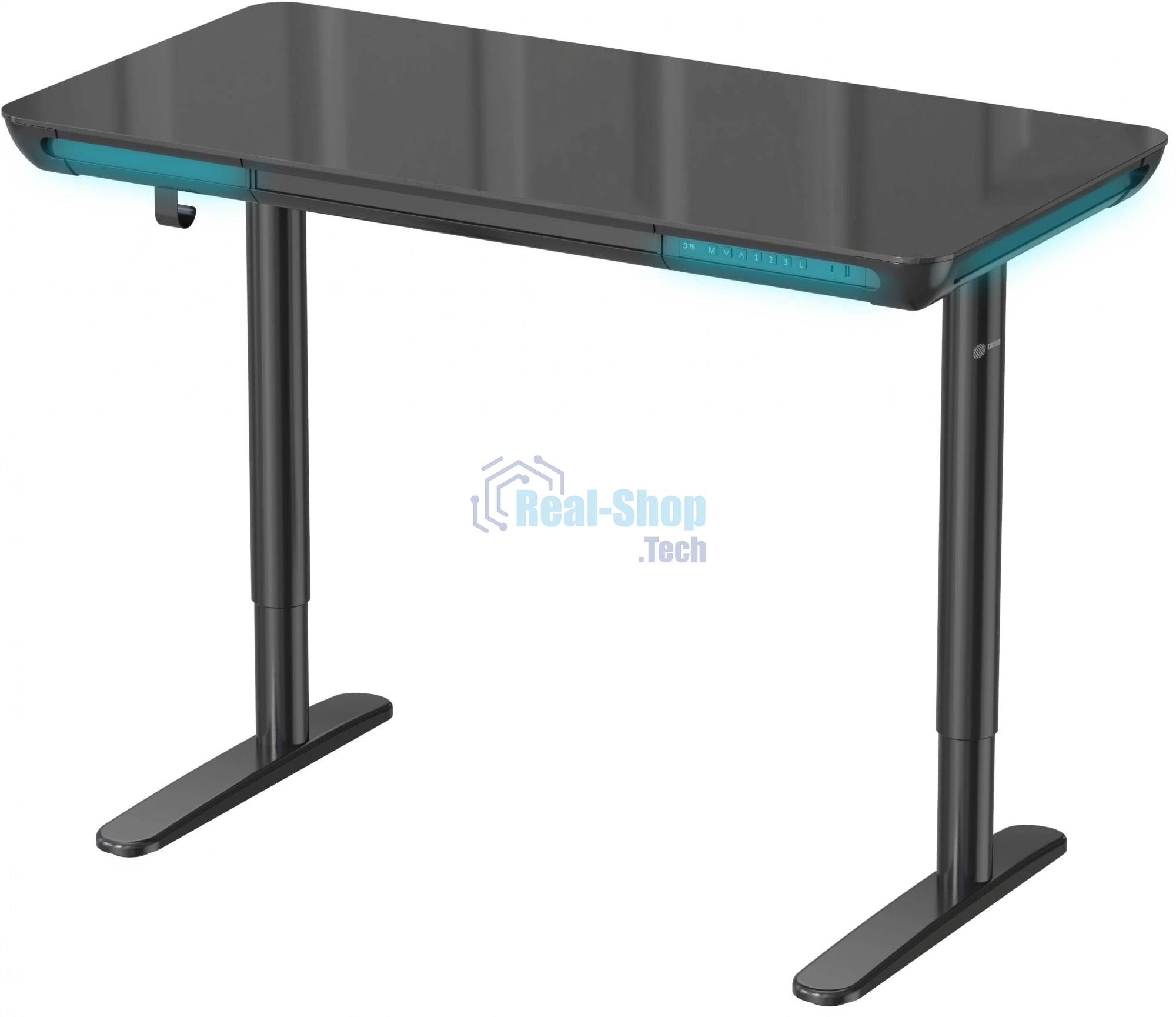 Стол компьютерный Cactus CS-EGD-BK-LED столешница закаленное стекло, черный, каркас черный