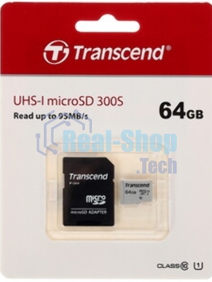 Флеш карта microSD 64Gb Transcend microSDXC Class 10 UHS-I U1, (без адаптера), TLC