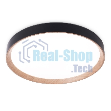 Потолочный светодиодный светильник Ambrella light FZ1326 BK/LWD черный/светлое дерево IP20 60W 3000-6400K D490*80 (ПДУ ИК)