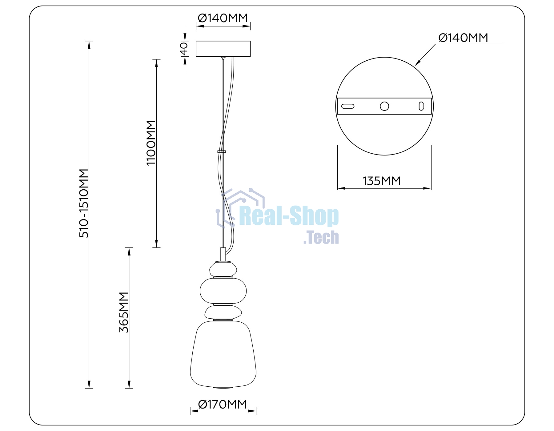 Светильник Ambrella light LH53162 SB/WH бронза/белый 12W 3000K D170*1510