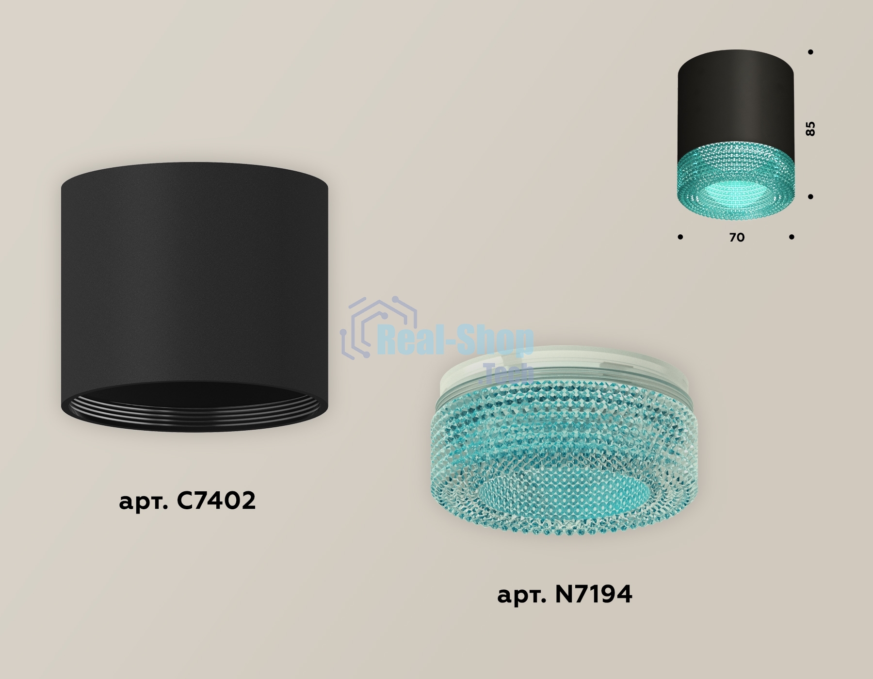 Светильник Ambrella Light XS7402013 SBK/BL черный песок/голубой MR16 GU5.3 (C7402, N7194)