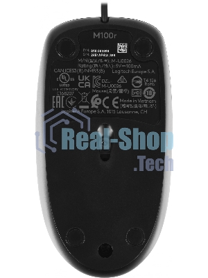 Мышь проводная Logitech M100/100R DARK/GREY (темно-серая/черная), 1000 dpi, USB, кнопки - 3