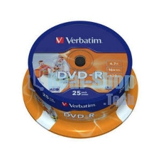 Диск DVD-R Verbatim 4.7Gb 16x Cake Box (25шт) Printable (43538)