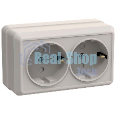 Розетка 2-м ОП Октава 16А РСш22-3-ОКм защ. шторки с заземл. IP20 крем. ИЭК ERO24-K33-16-DC