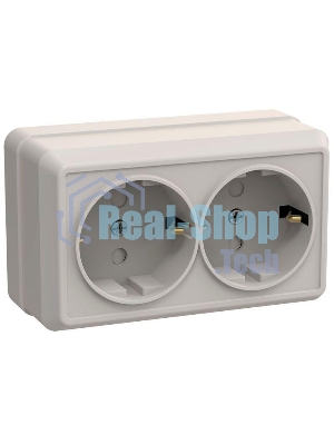 Розетка 2-м ОП Октава 16А РСш22-3-ОКм защ. шторки с заземл. IP20 крем. ИЭК ERO24-K33-16-DC