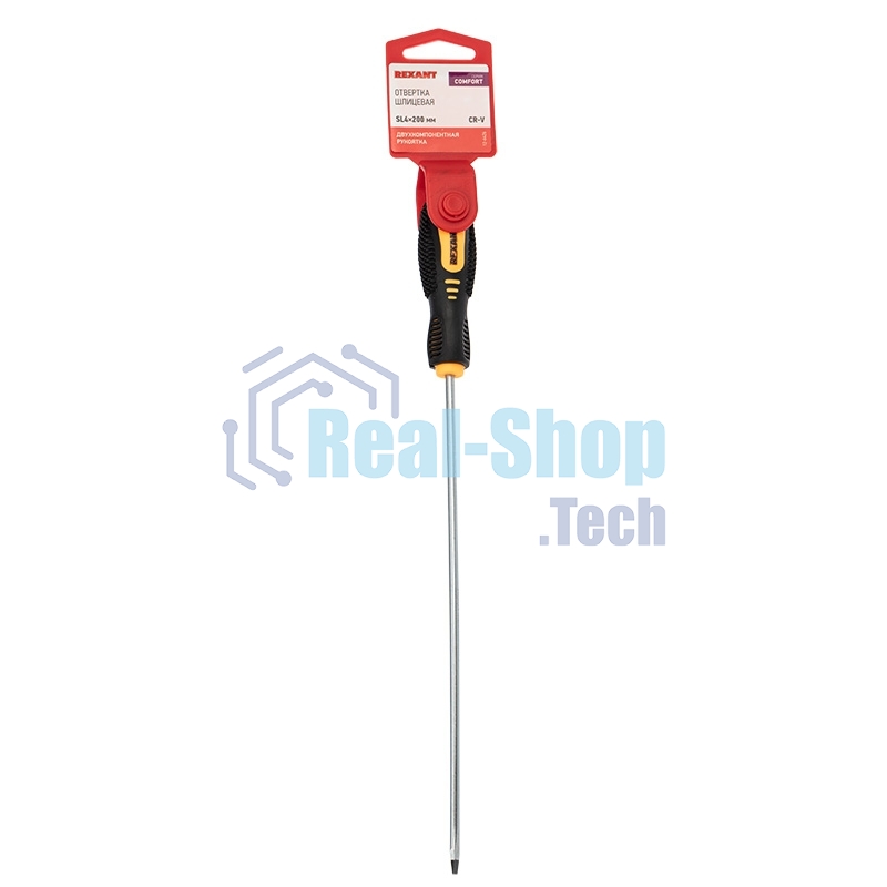 Отвертка шлицевая Rexant SL 4х200 мм, двухкомпонентная рукоятка