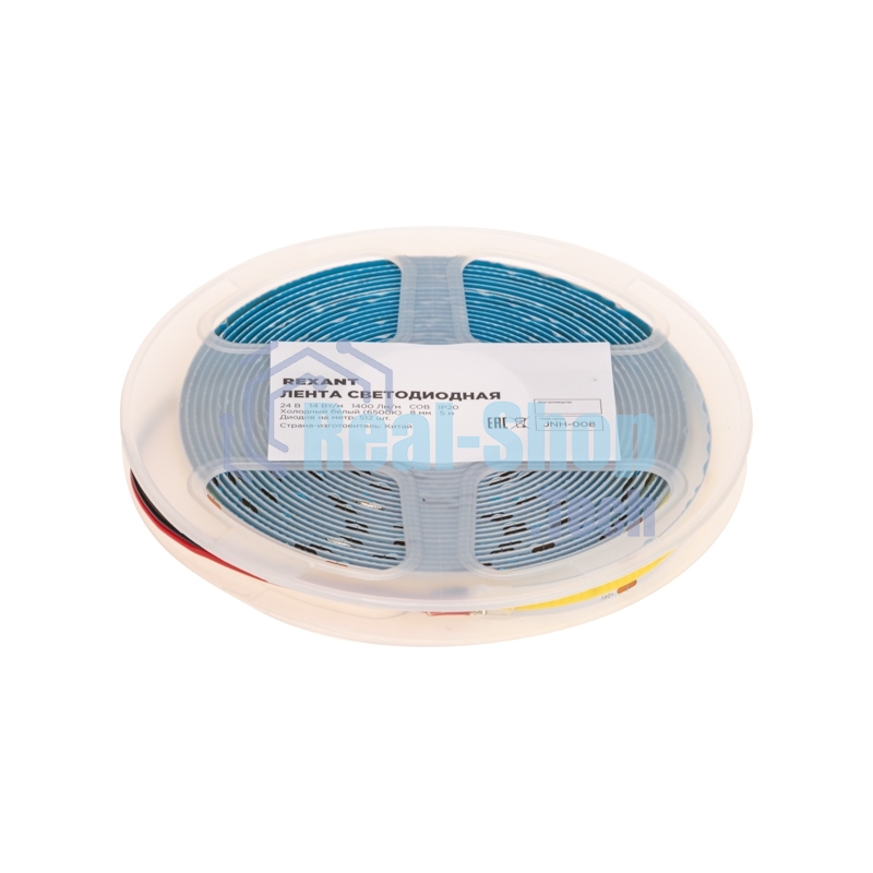Лента светодиодная Rexant 24В, COB 14Вт/м, 512 LED/м, 6500К, 8мм, 5м, IP20