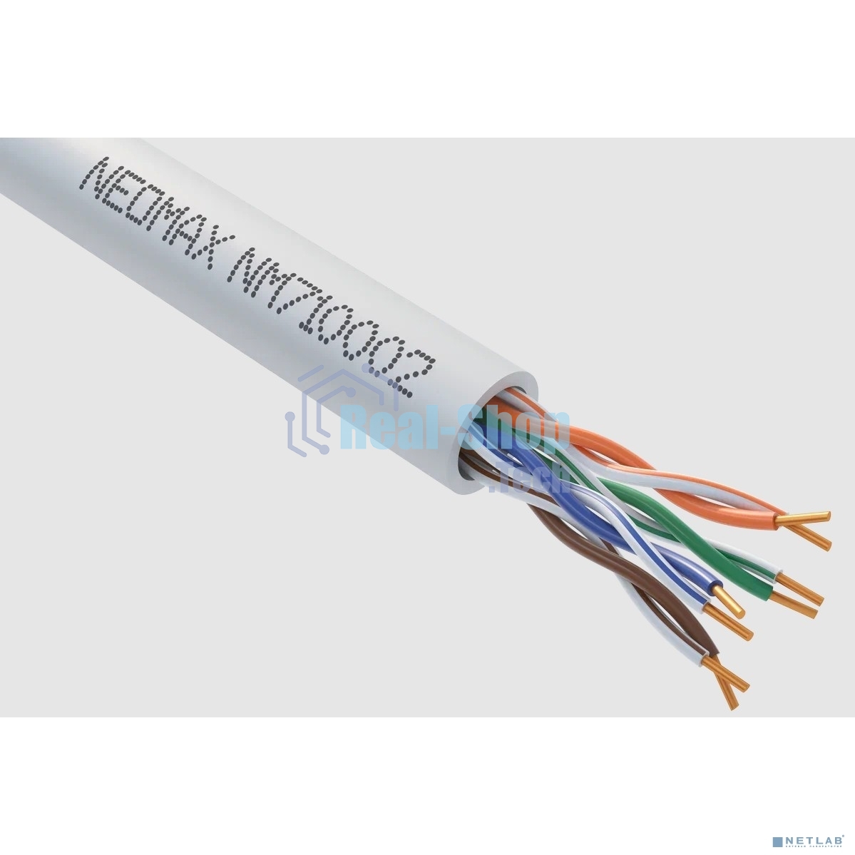 Кабель NEOMAX NM710002 U/UTP cat.5e 4x2x0.52, 24 AWG, медь, внутренний, PVC, 305м, серый