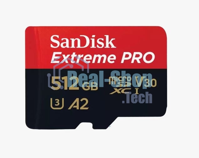 Флеш карта microSD 512Gb SanDisk microSDXC Class 10 UHS-I A2 C10 V30 U3 Extreme Pro (SD адаптер) 200Mb/s