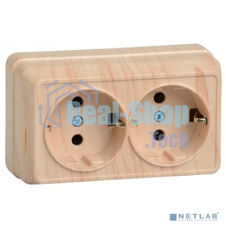 Розетка 2-м ОП Октава 16А РС22-3-ОС с заземл. сосна ИЭК ERO21-K03-16-DC