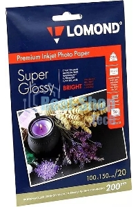 Фотобумага ПРЕМИУМ для стр.печати Lomond 200 г/м2 одностор.Super Glossy Bright 10х15 см (20 л)