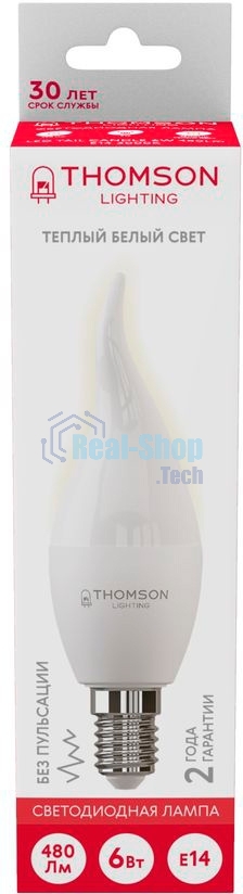 Лампа светодиодная Hiper THOMSON LED TAIL CANDLE 6W 480Lm E14 3000K TH-B2025