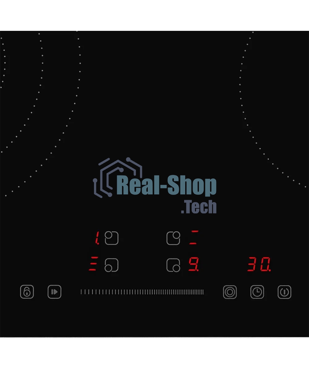 Встраиваемые электрические панели Kuppersberg ECS 639 F Электрическая независимая варочная панель, стеклокерамика KANGER, ширина 60 см, 4 зоны ускоренного нагрева HI-Light, управление электронное сенсорное/слайдер, 5 цифровых дисплев, 9 уровней мощности, 