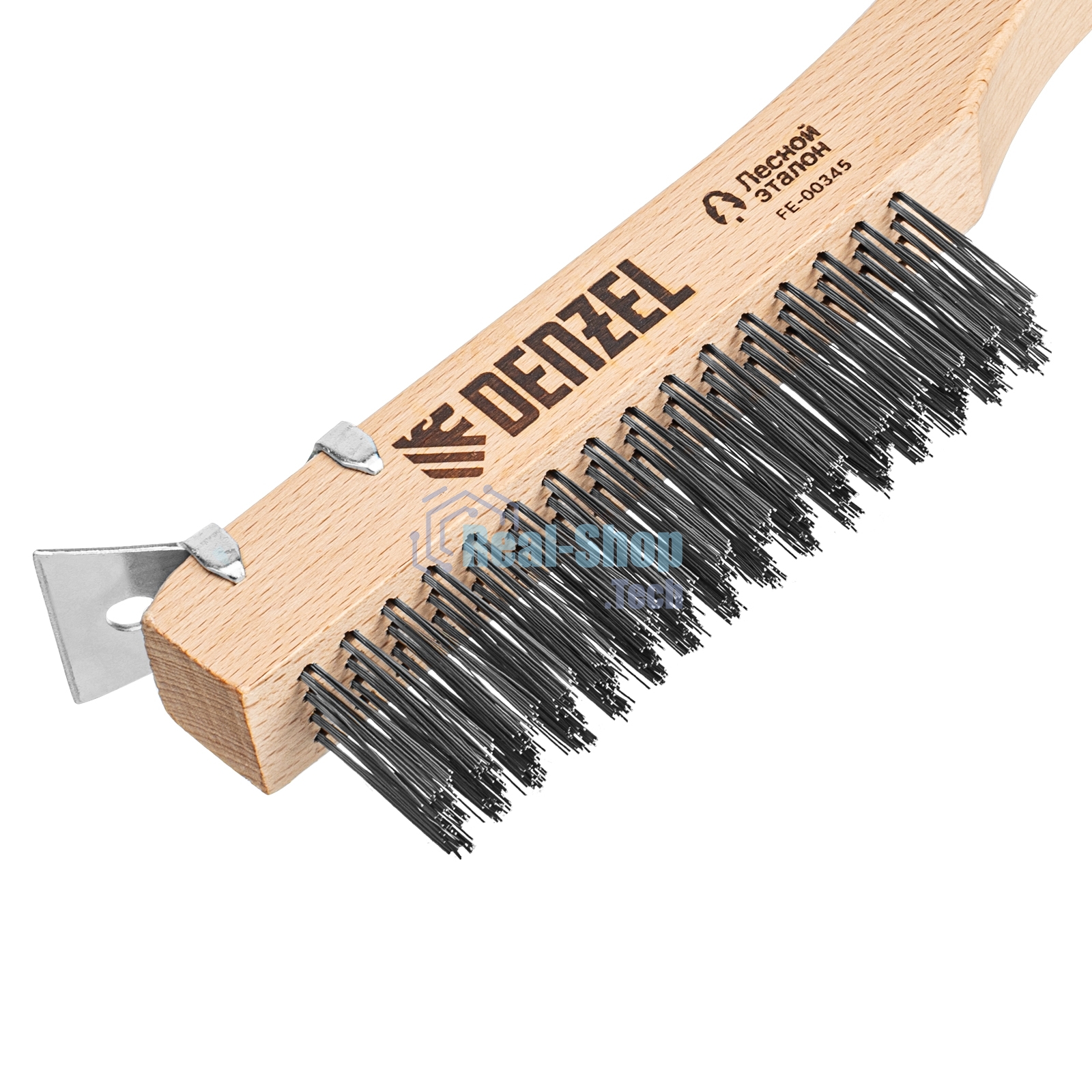 Щетка зачистная Denzel 4-х рядная, проволока из нержавеющей стали с деревянной ручкой скребок, EFP