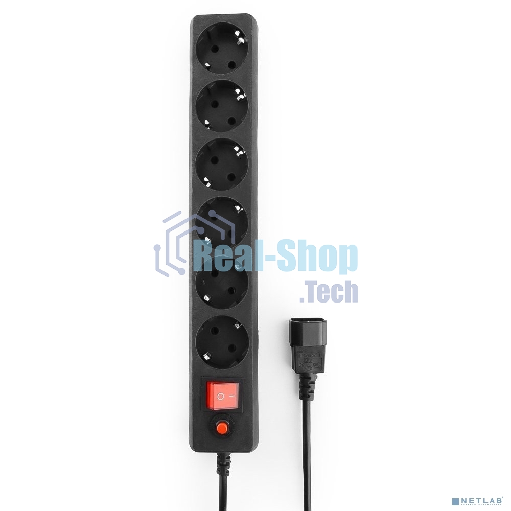 Сетевой фильтр Гарнизон для ИБП, 5 р, 10А, 1.8 м, ур.защиты 4, черный, пакет