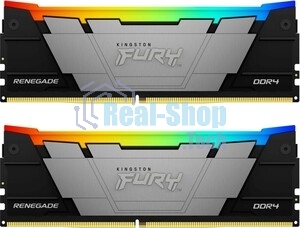 Оперативная память Kingston Fury Renegade, DDR4, 64Gb (2x32GB), 3200MHz, CL16, DIMM, радиатор, RGB, серебристый/черный