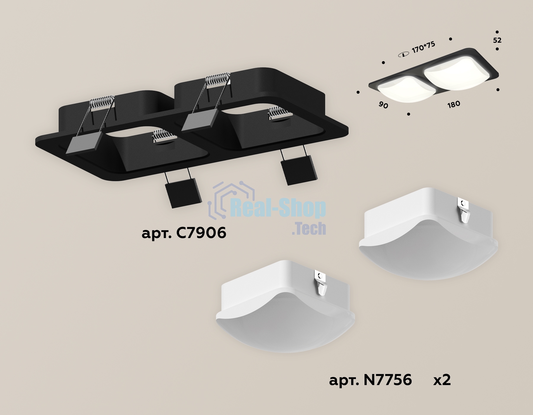 Комплект встраиваемого светильника Ambrella light XC7906014 SBK/FR черный песок/белый матовый MR16 GU5.3 (C7906, N7756)