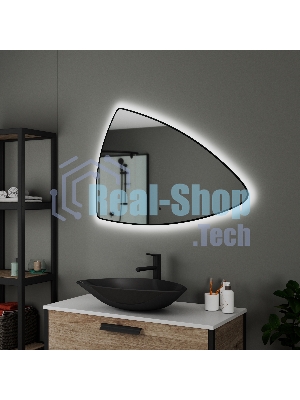 Зеркало Bau Triangle Loft 90х70, с LED фоновой подсветкой, бесконтактным сенсором, черной окантовкой