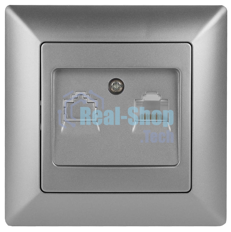 Розетка Intro информационная RJ45, СУ, Solo, алюминий (10/200/2000) 4-303-03