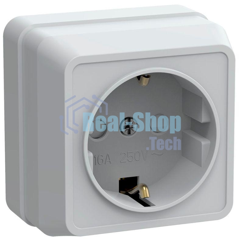 Розетка 1-м ОП Октава 16А РСш20-3-ОБ защ. шторки с заземл. IP20 белый ИЭК ERO14-K01-16-DC