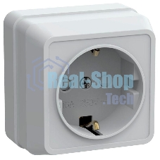 Розетка 1-м ОП Октава 16А РСш20-3-ОБ защ. шторки с заземл. IP20 белый ИЭК ERO14-K01-16-DC