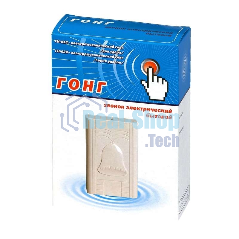 Звонок дверной проводной Гонг электромеханич. гонг два удара 220В 80-90дБА свет. беж. Тритон ГН-01С