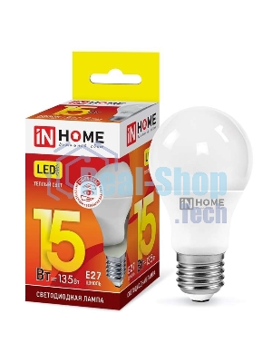 Лампа светодиодная LED-A60-VC 15Вт 230В E27 3000К 1350лм IN HOME 4690612020266